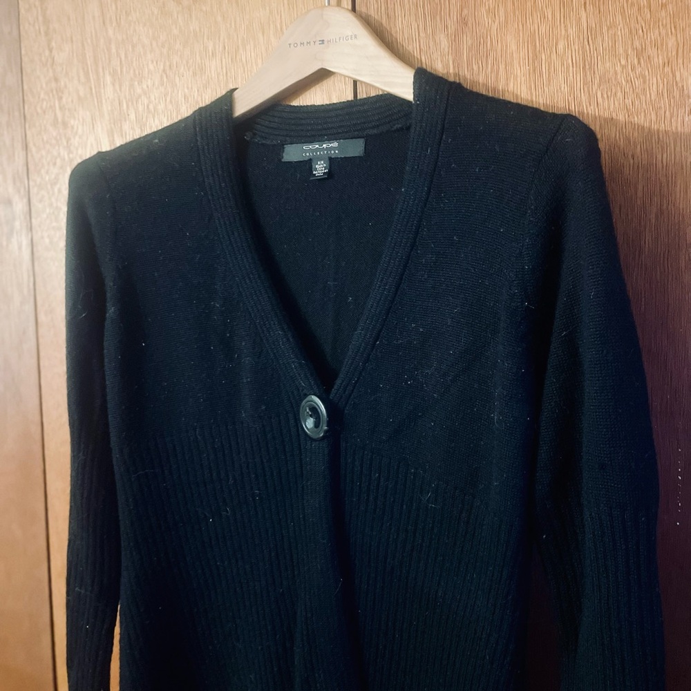 Coupe Collection 30% Wool Black Buttoned Cardigan